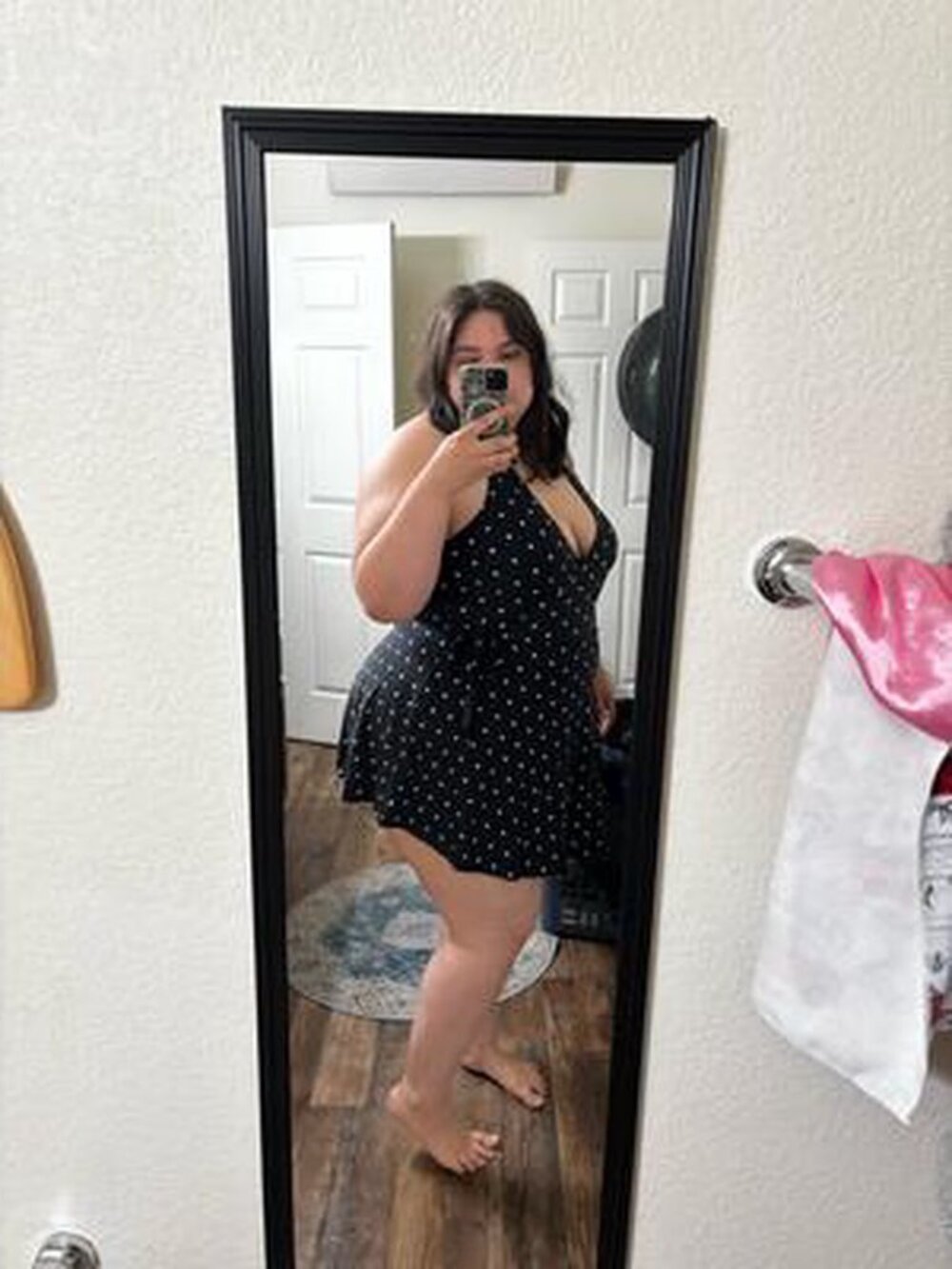 🩱 Ocean Blues Black Polka Dot Halter Swimdress NWT XL 🖤 - Picture 6 of 6